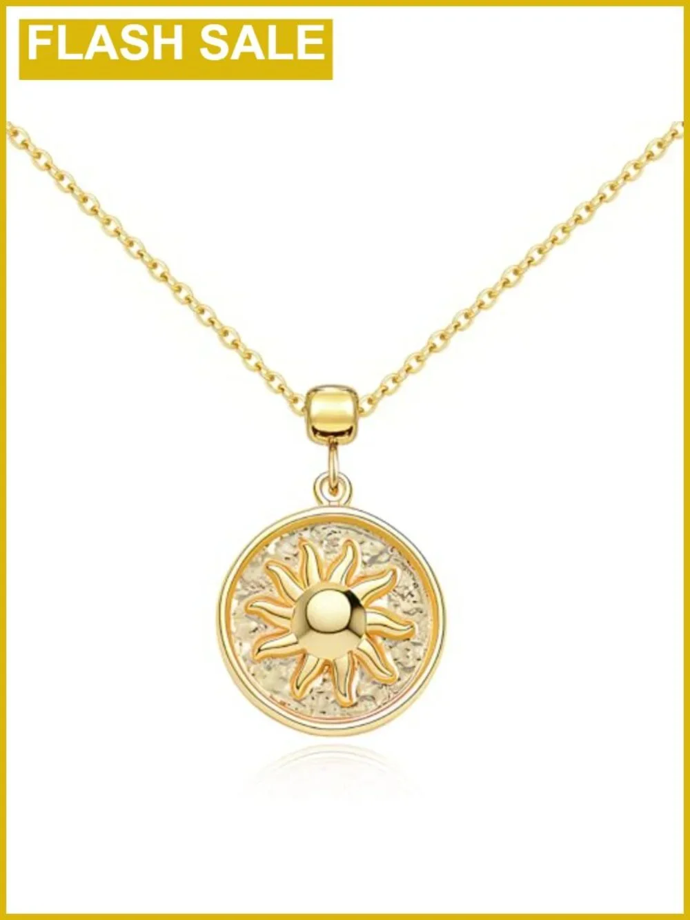 14K Gold Plated Sunburst Pendant Necklace 19 in Adjustable Chain